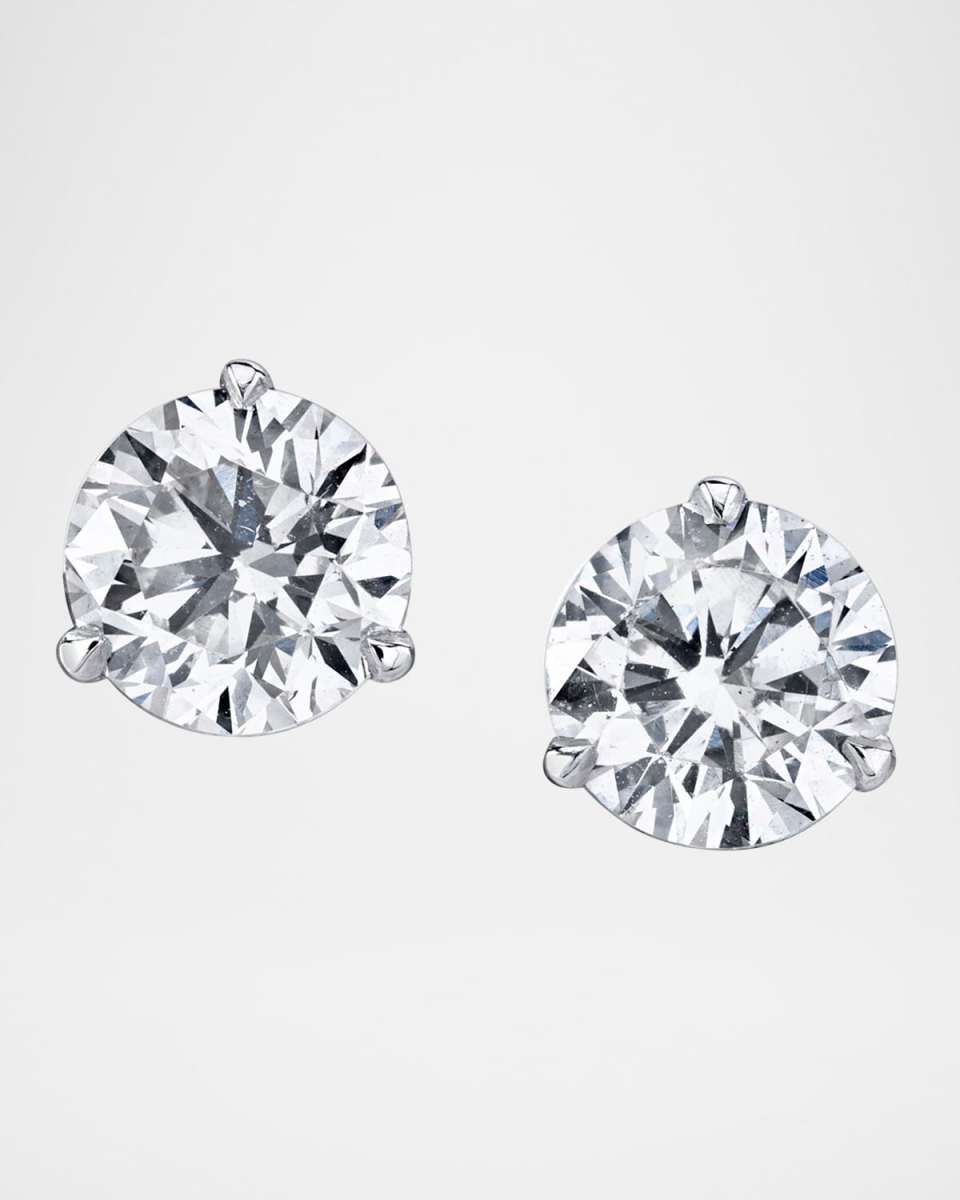 18K White Gold 3-Prong Martini Set Diamond Stud Earrings, 2.06tcw